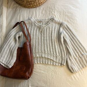 Mia Joy Cozy Cream Knit Sweater with bell sleeves